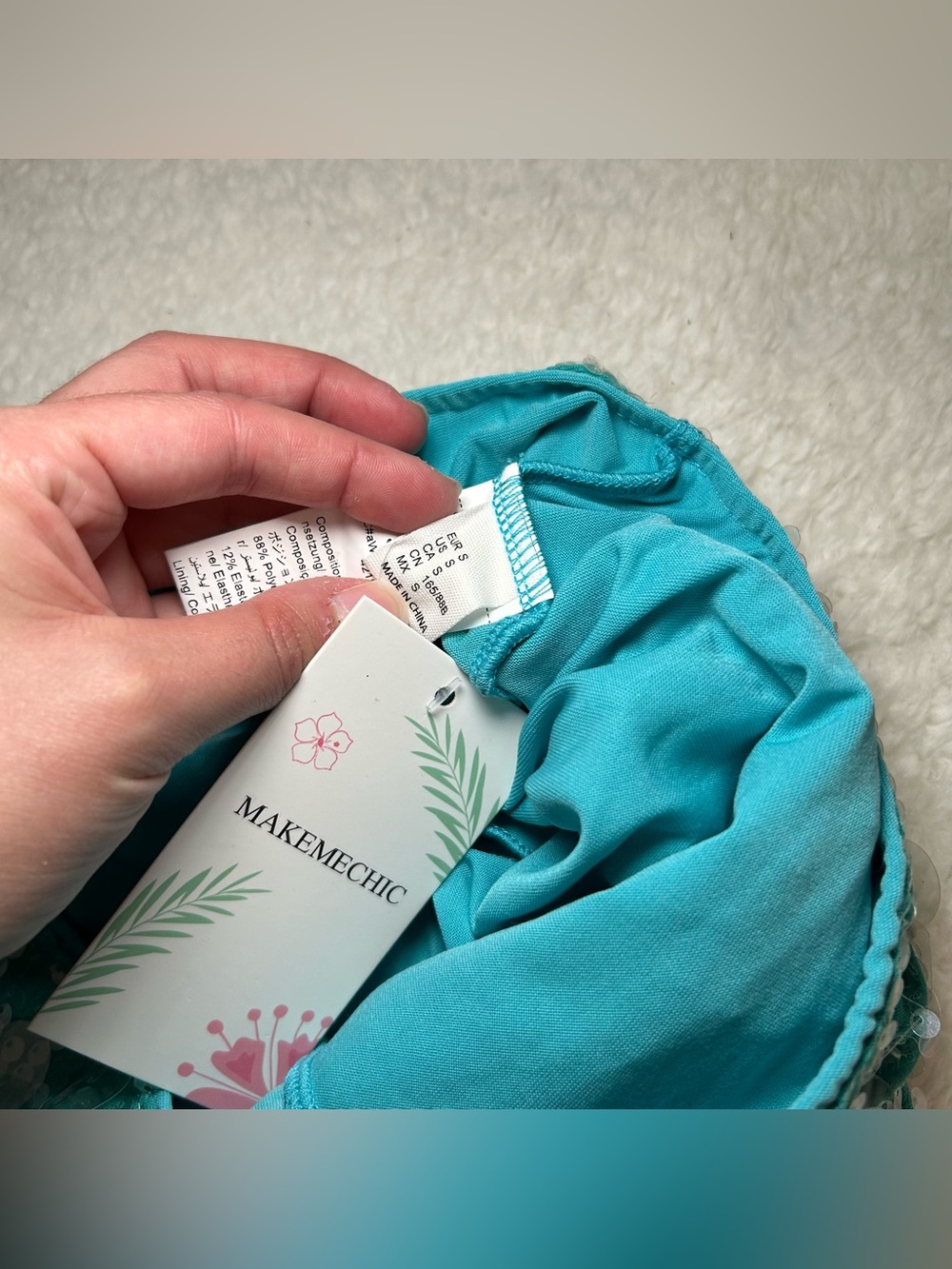 MakeMeChic Women’s Teal Sequin Skort Small NWT - Picture 5 of 5